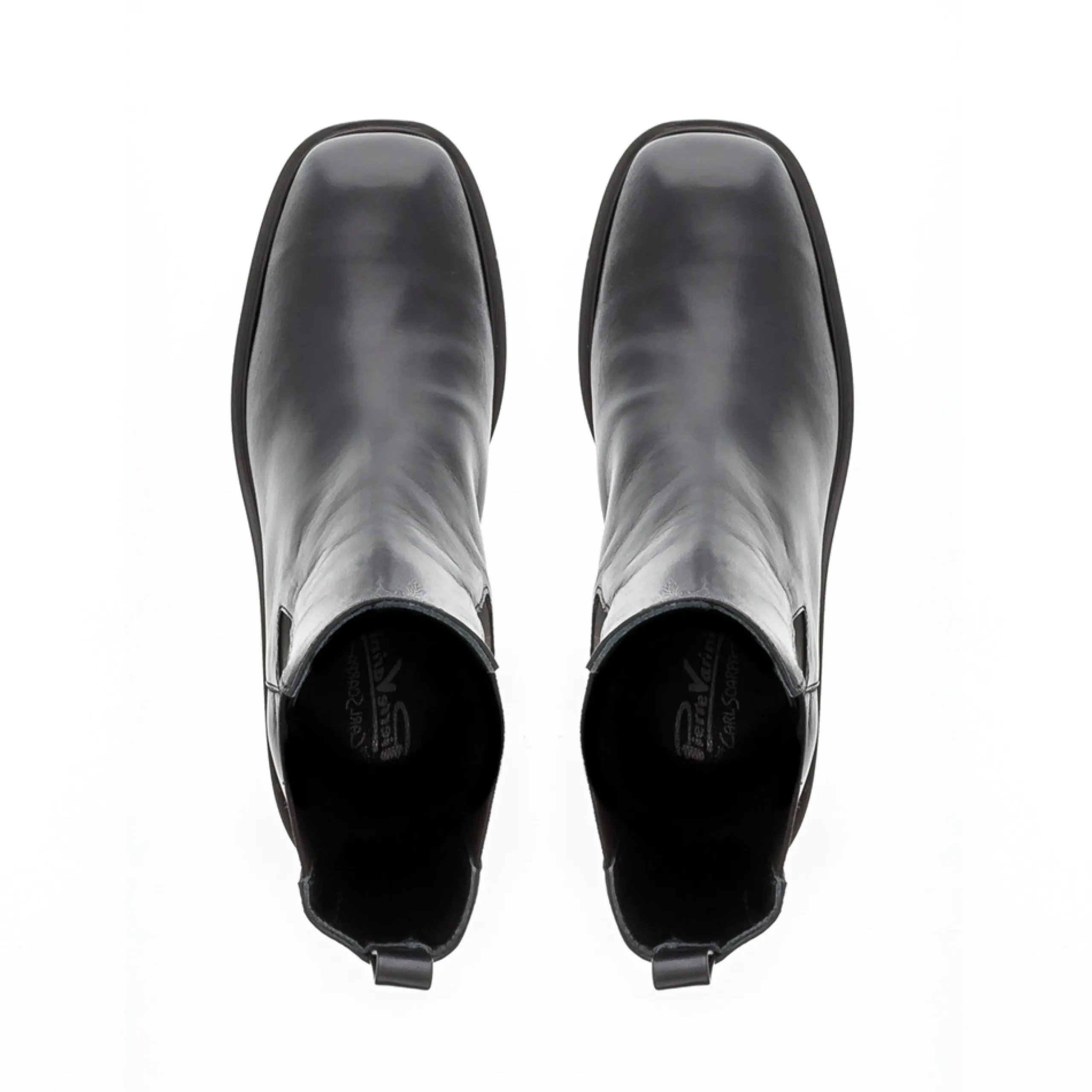 Powder Black Leather Wavesole Chelsea Boots