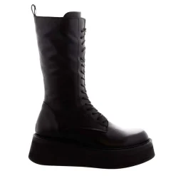 Punk Black Leather Lace Up Boots
