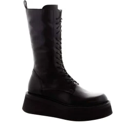 Punk Black Leather Lace Up Boots