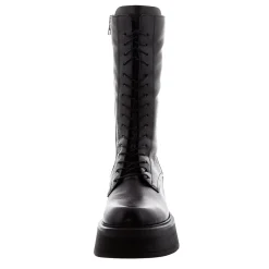 Punk Black Leather Lace Up Boots