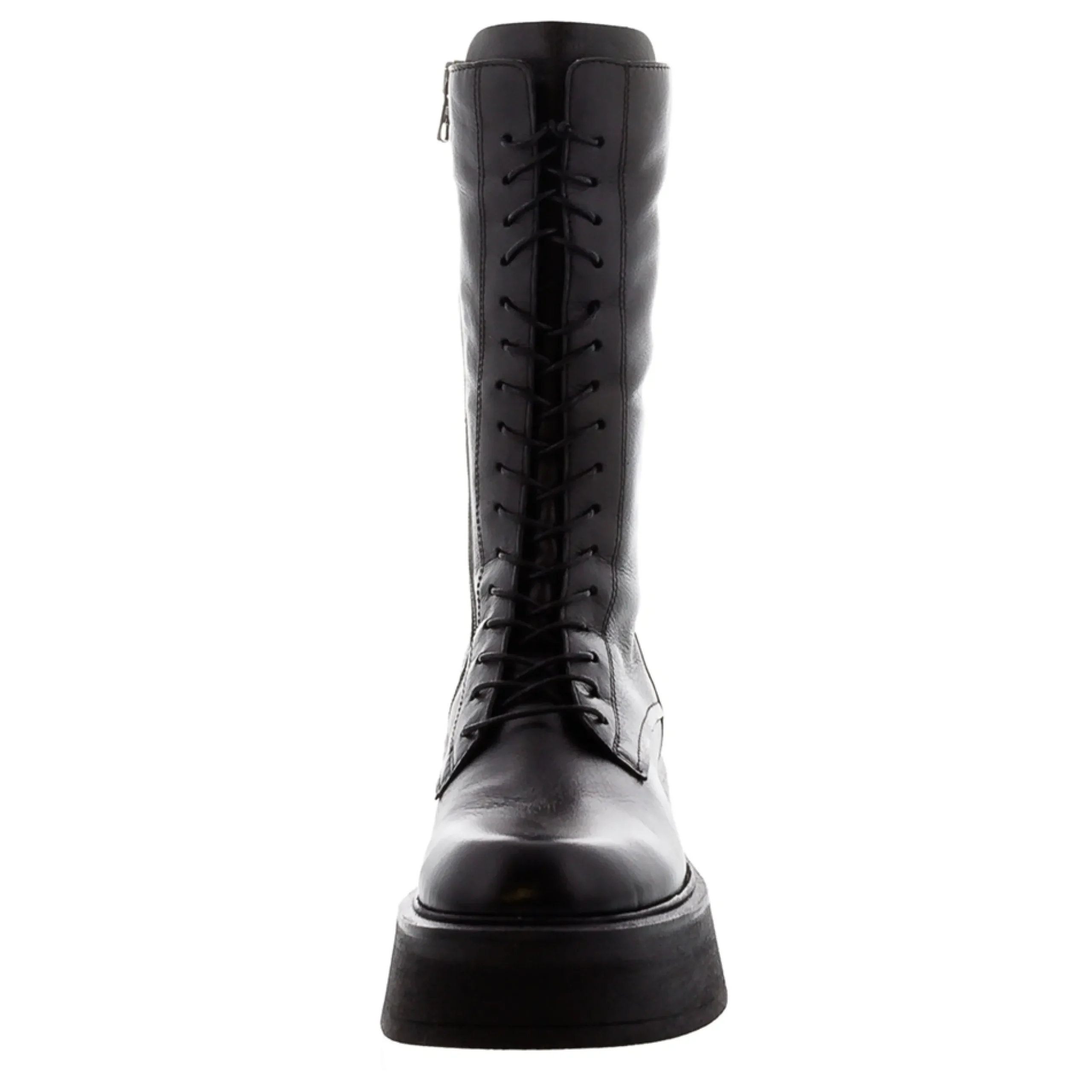 Punk Black Leather Lace Up Boots