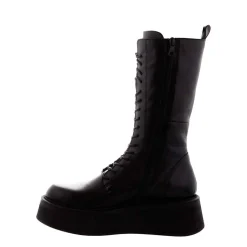 Punk Black Leather Lace Up Boots