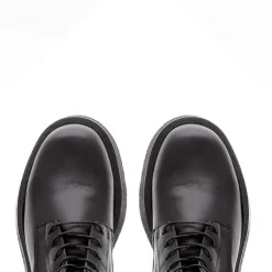 Punk Black Leather Lace Up Boots