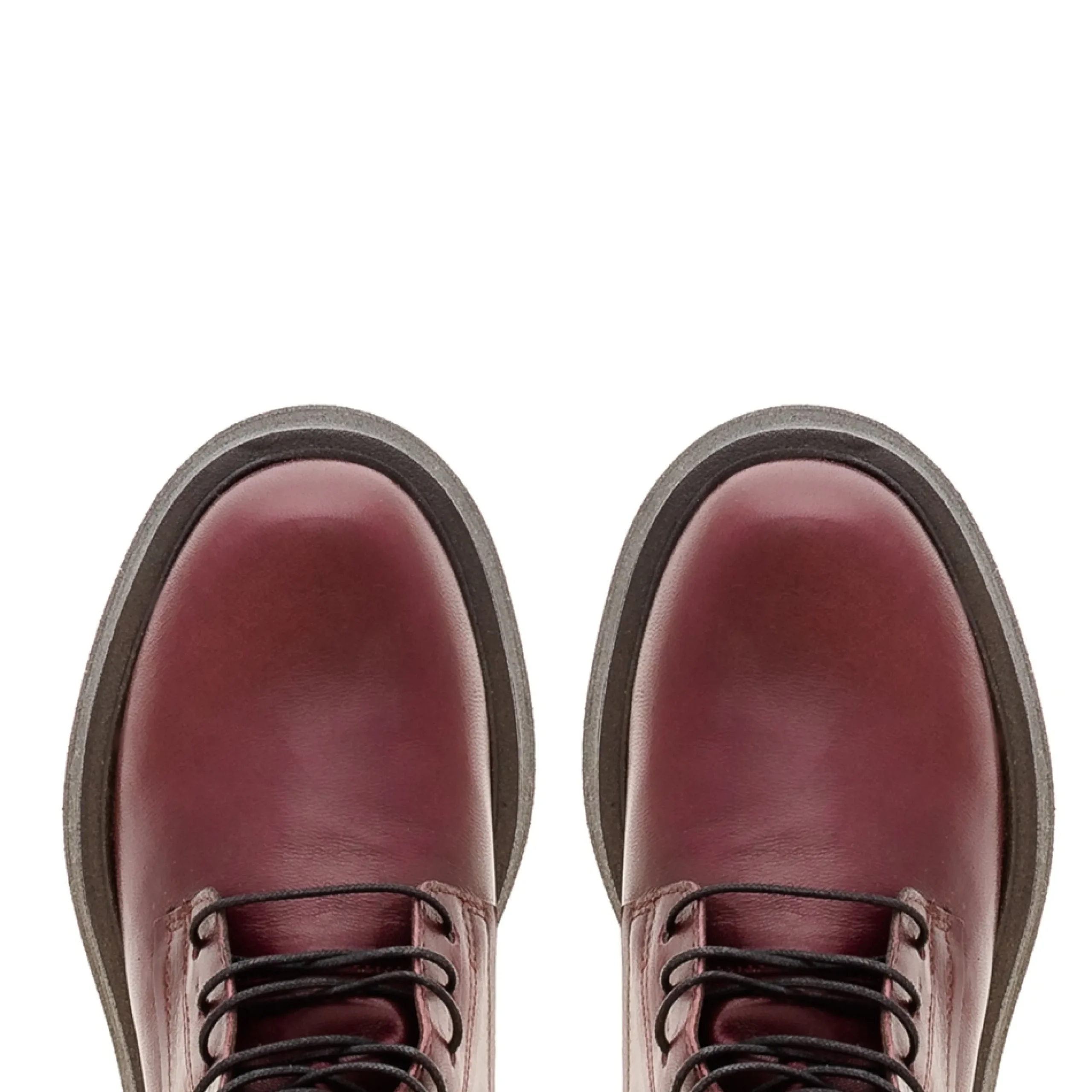 Punk Burgundy Leather Lace Up Boots