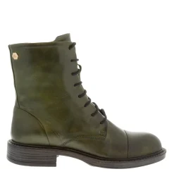 Rosemarie Green Leather Lace Up Ankle Boots