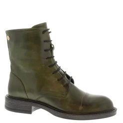 Rosemarie Green Leather Lace Up Ankle Boots