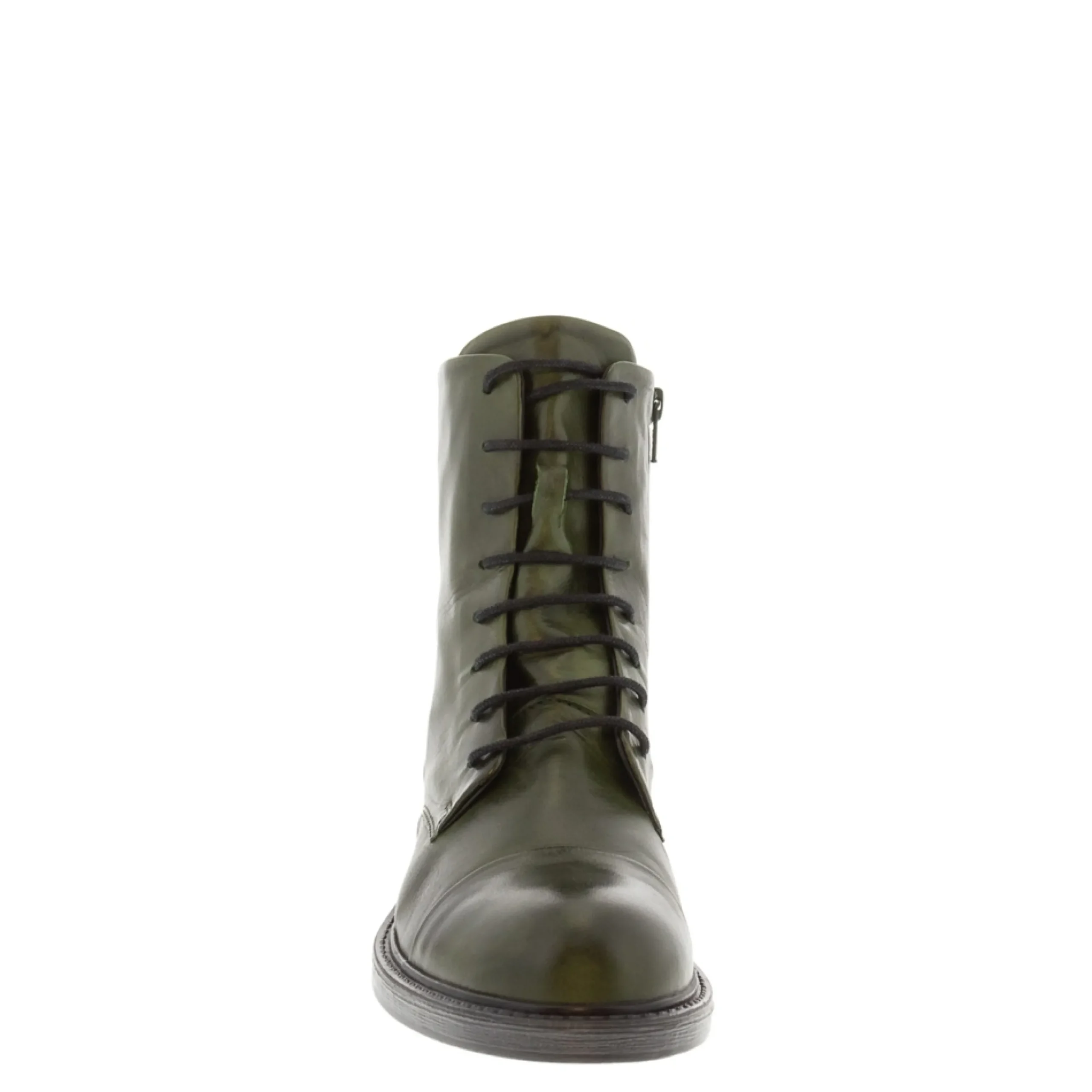 Rosemarie Green Leather Lace Up Ankle Boots