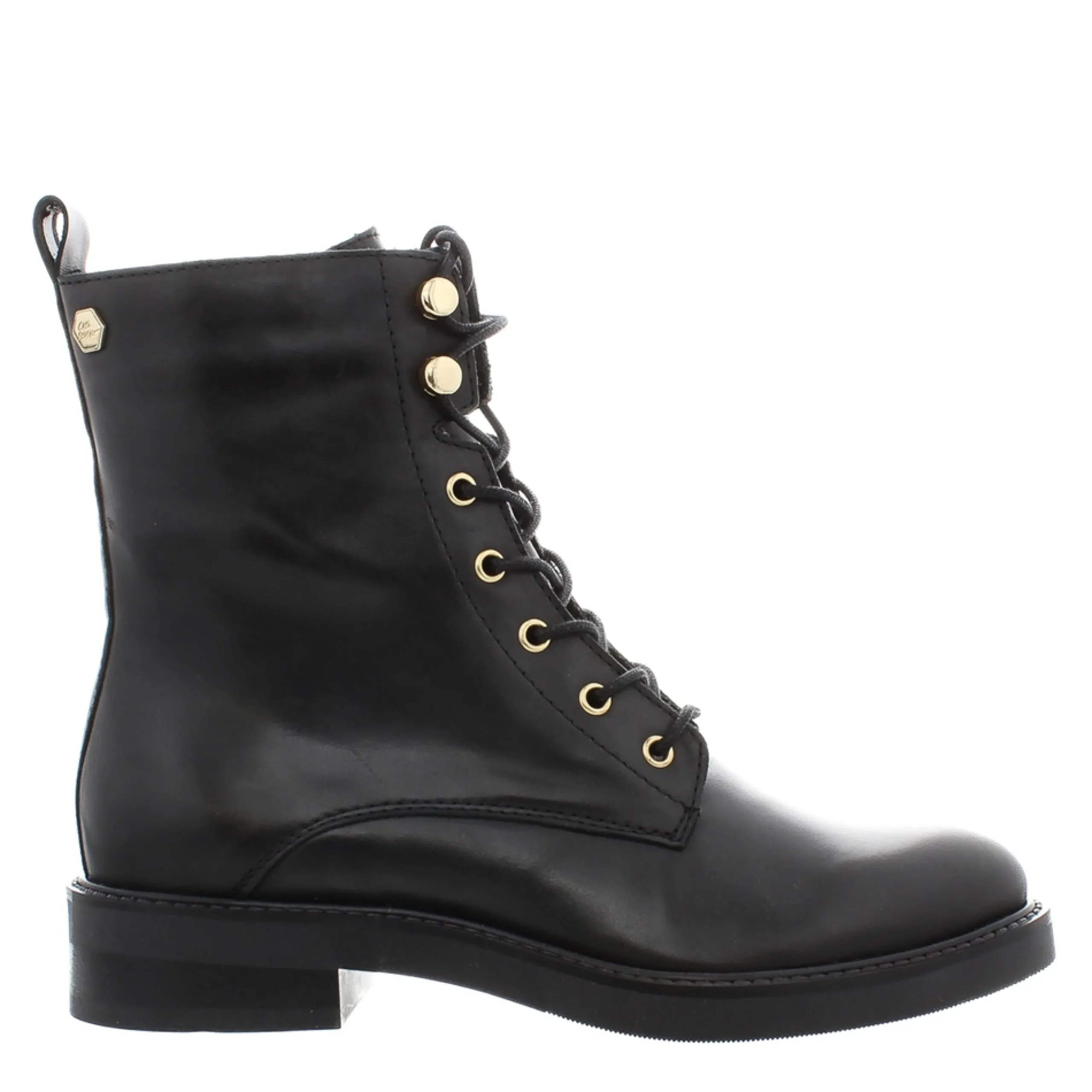 Roux Black Leather Lace Up Ankle Boots