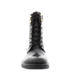 Roux Black Leather Lace Up Ankle Boots