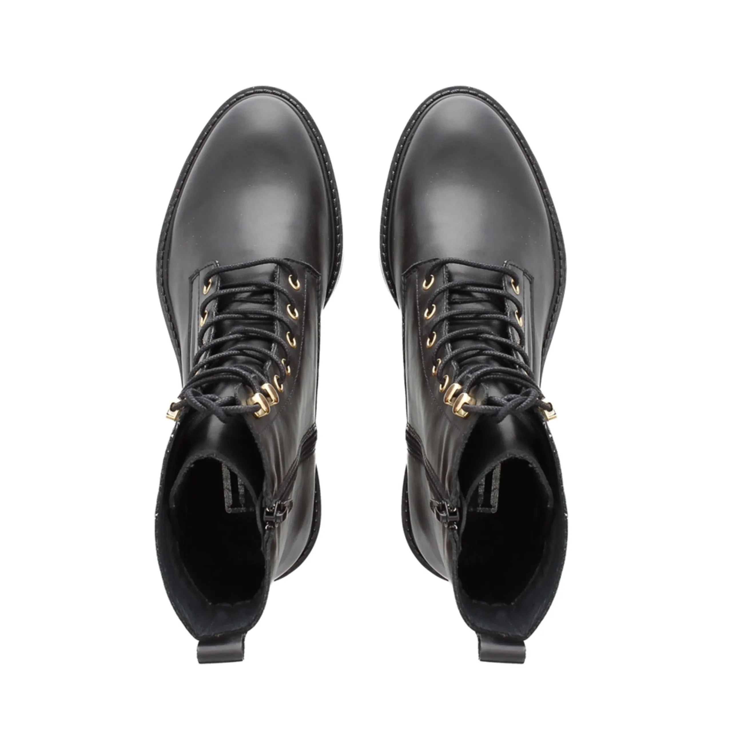 Roux Black Leather Lace Up Ankle Boots