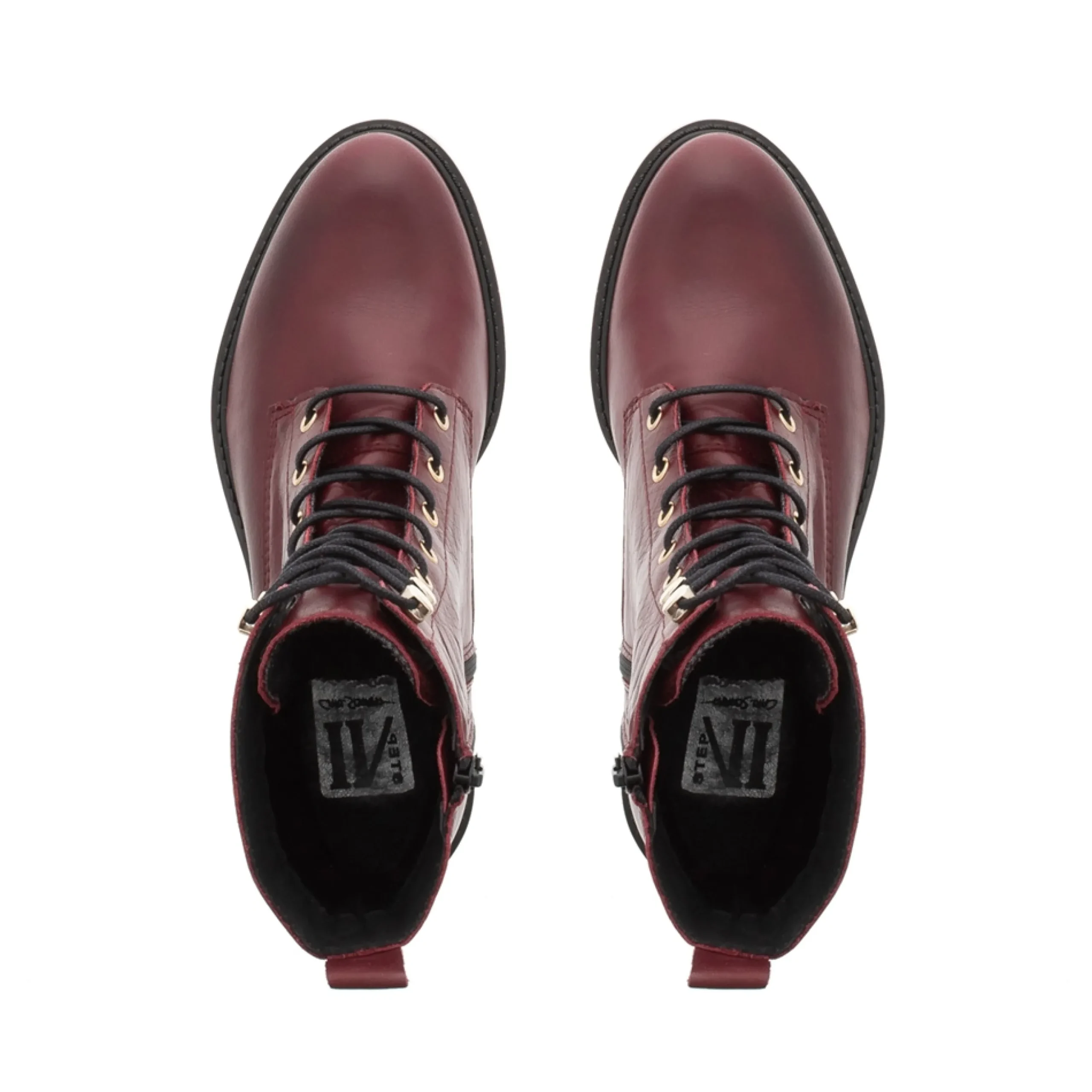 Roux Burgundy Leather Lace Up Ankle Boots