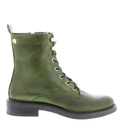 Roux Green Leather Lace Up Ankle Boots