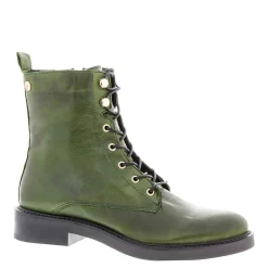 Roux Green Leather Lace Up Ankle Boots