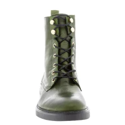 Roux Green Leather Lace Up Ankle Boots