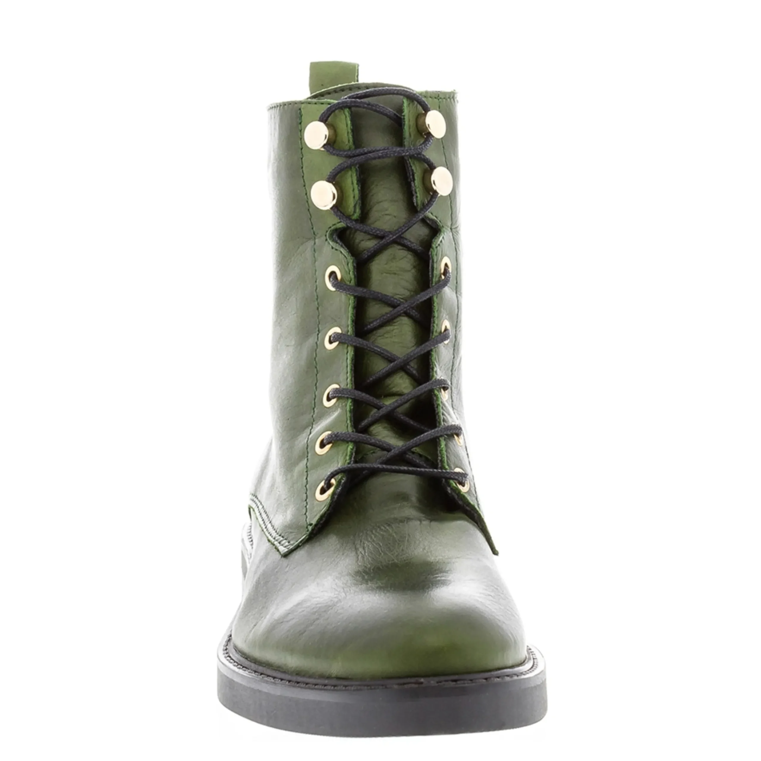Roux Green Leather Lace Up Ankle Boots