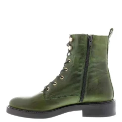 Roux Green Leather Lace Up Ankle Boots