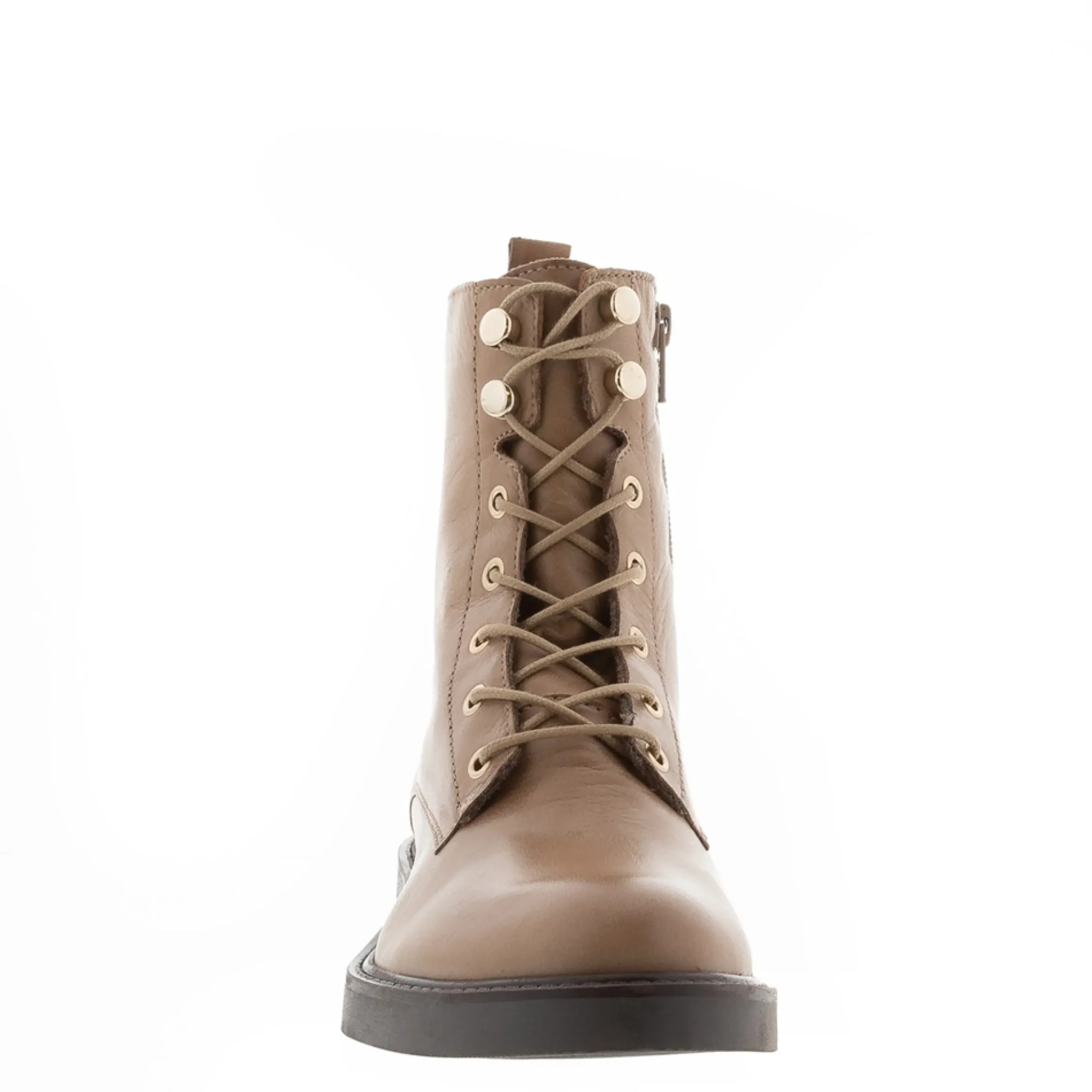 Roux Taupe Leather Lace Up Ankle Boots