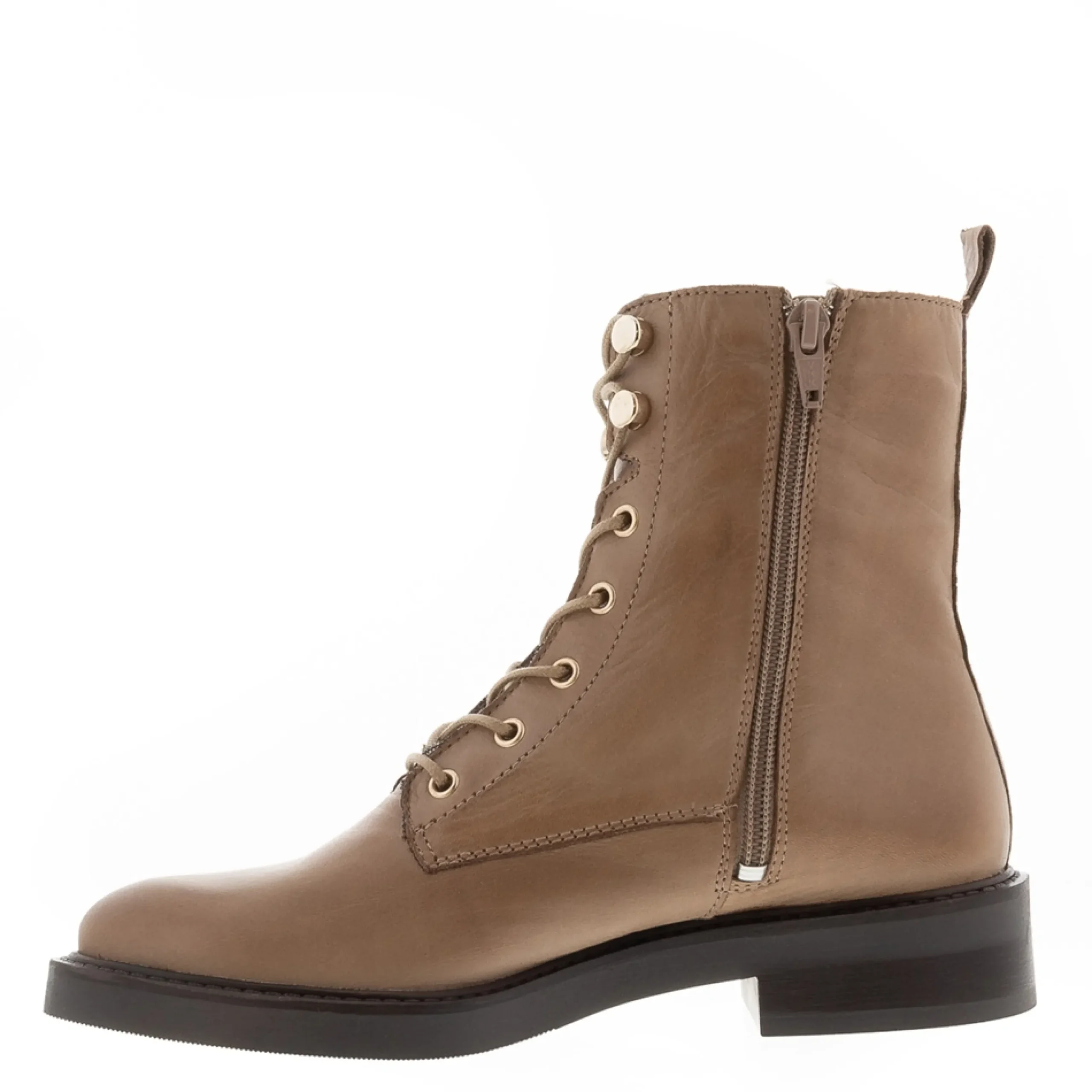 Roux Taupe Leather Lace Up Ankle Boots