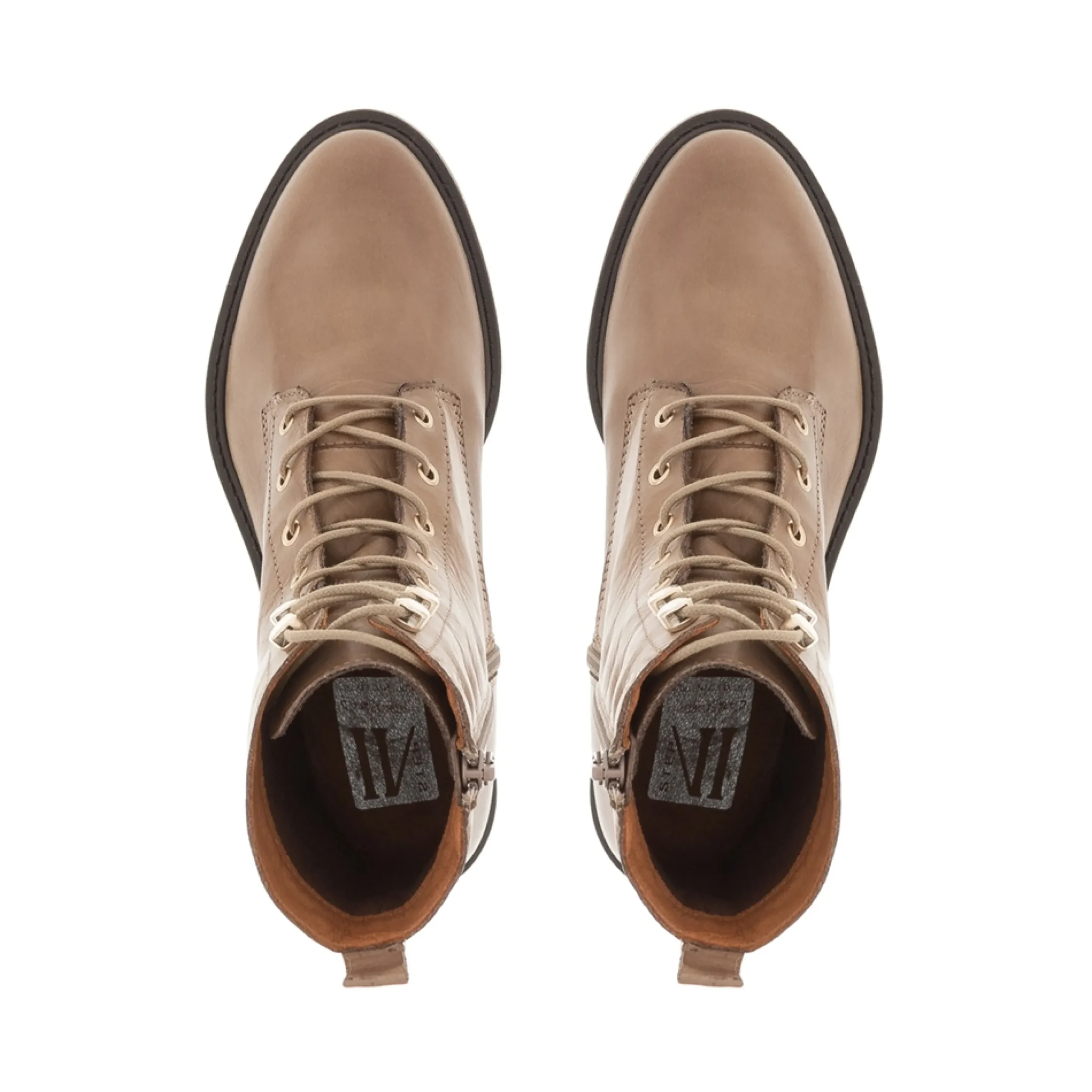 Roux Taupe Leather Lace Up Ankle Boots