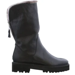 Ryoko Black Italian Leather Sheepskin Lined Ankle Boots
