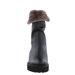 Ryoko Black Italian Leather Sheepskin Lined Ankle Boots
