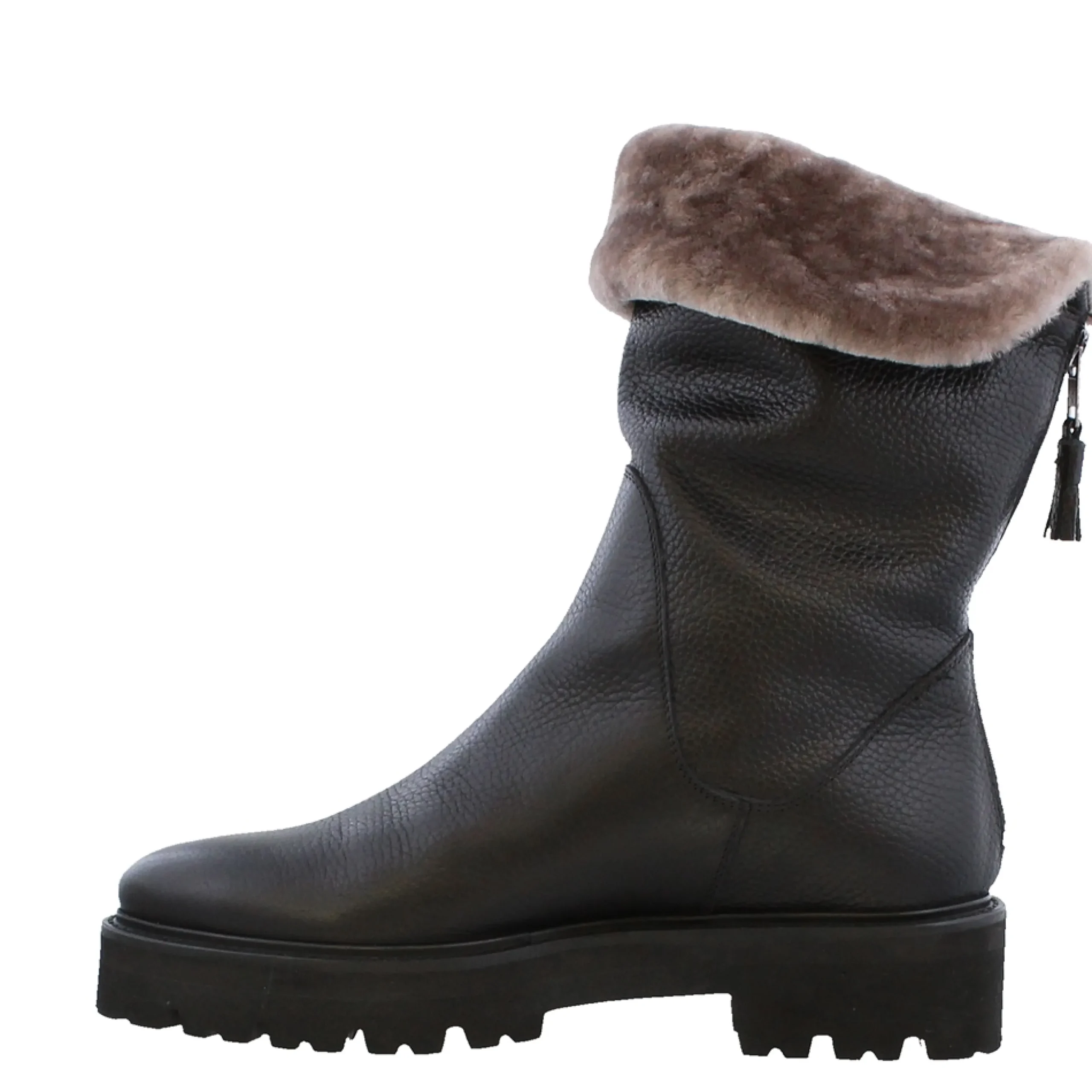 Ryoko Black Italian Leather Sheepskin Lined Ankle Boots