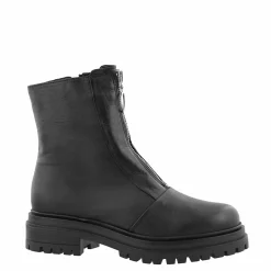 Savita Black Leather Zip-Up Ankle Boots