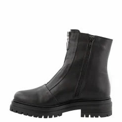 Savita Black Leather Zip-Up Ankle Boots