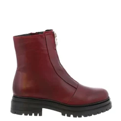 Savita Burgundy Zip-Up Leather Ankle Boots
