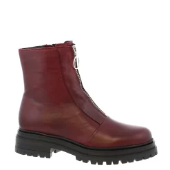 Savita Burgundy Zip-Up Leather Ankle Boots