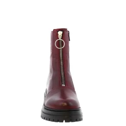 Savita Burgundy Zip-Up Leather Ankle Boots