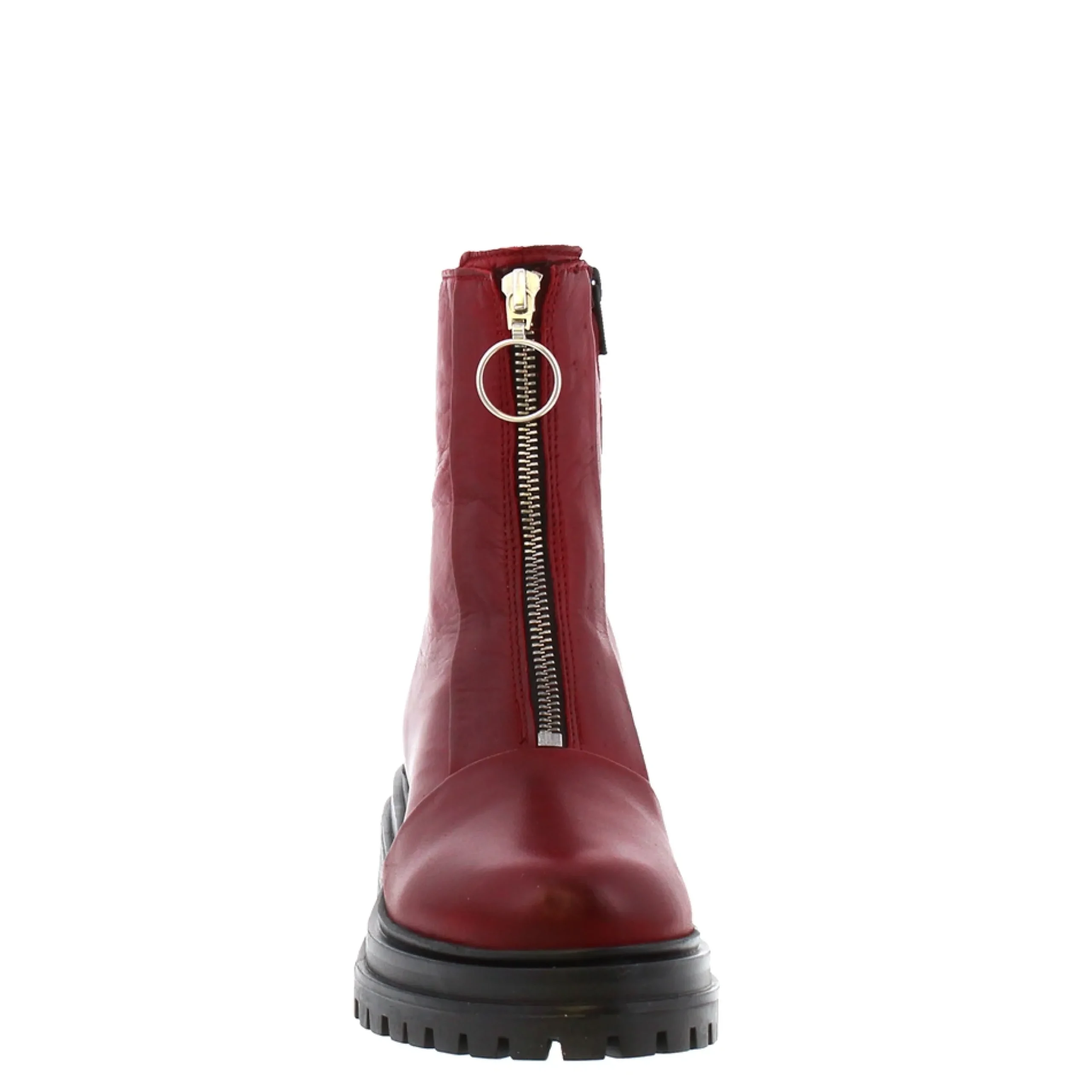 Savita Red Leather Zip-Up Ankle Boots