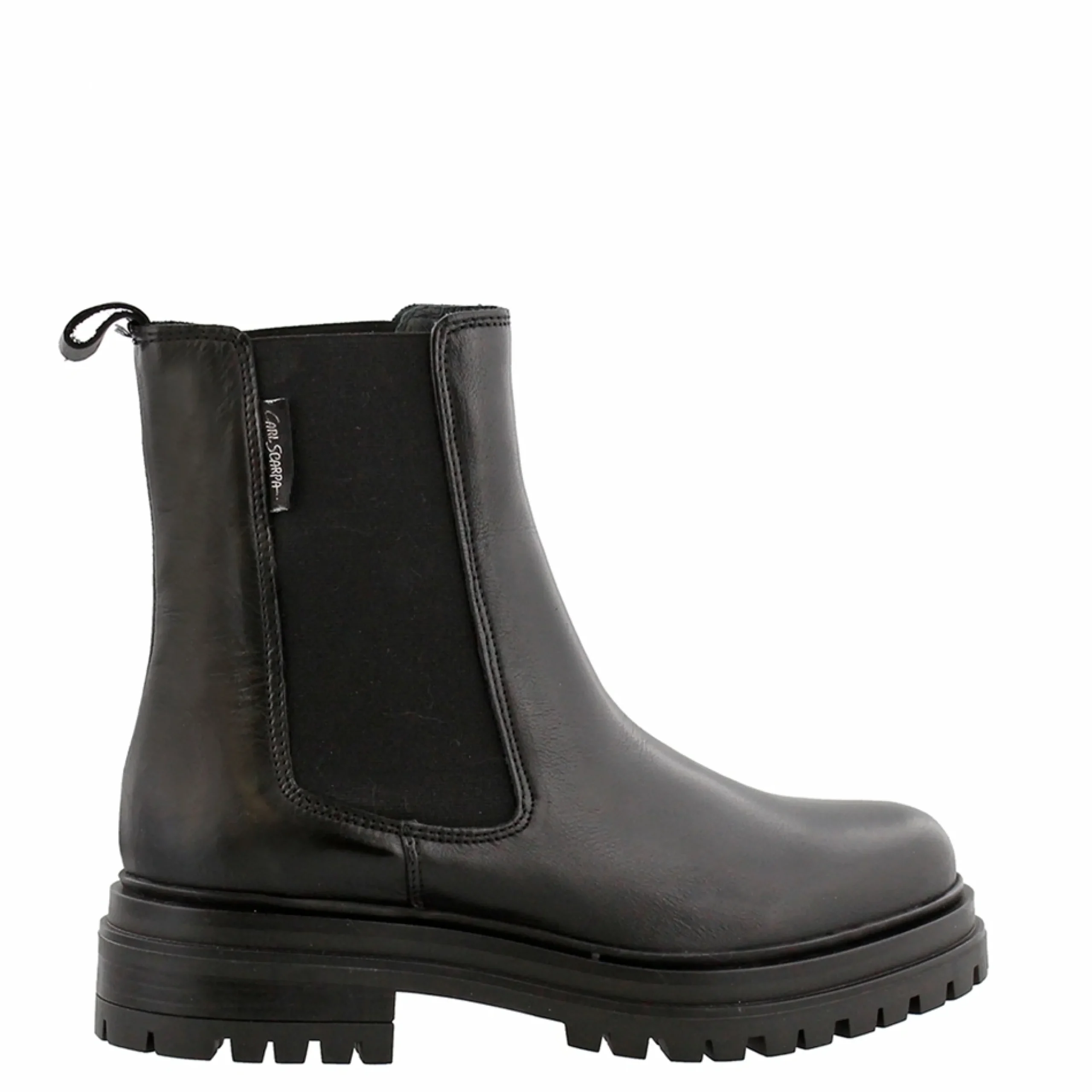 Selessia Black Leather Chelsea Boots