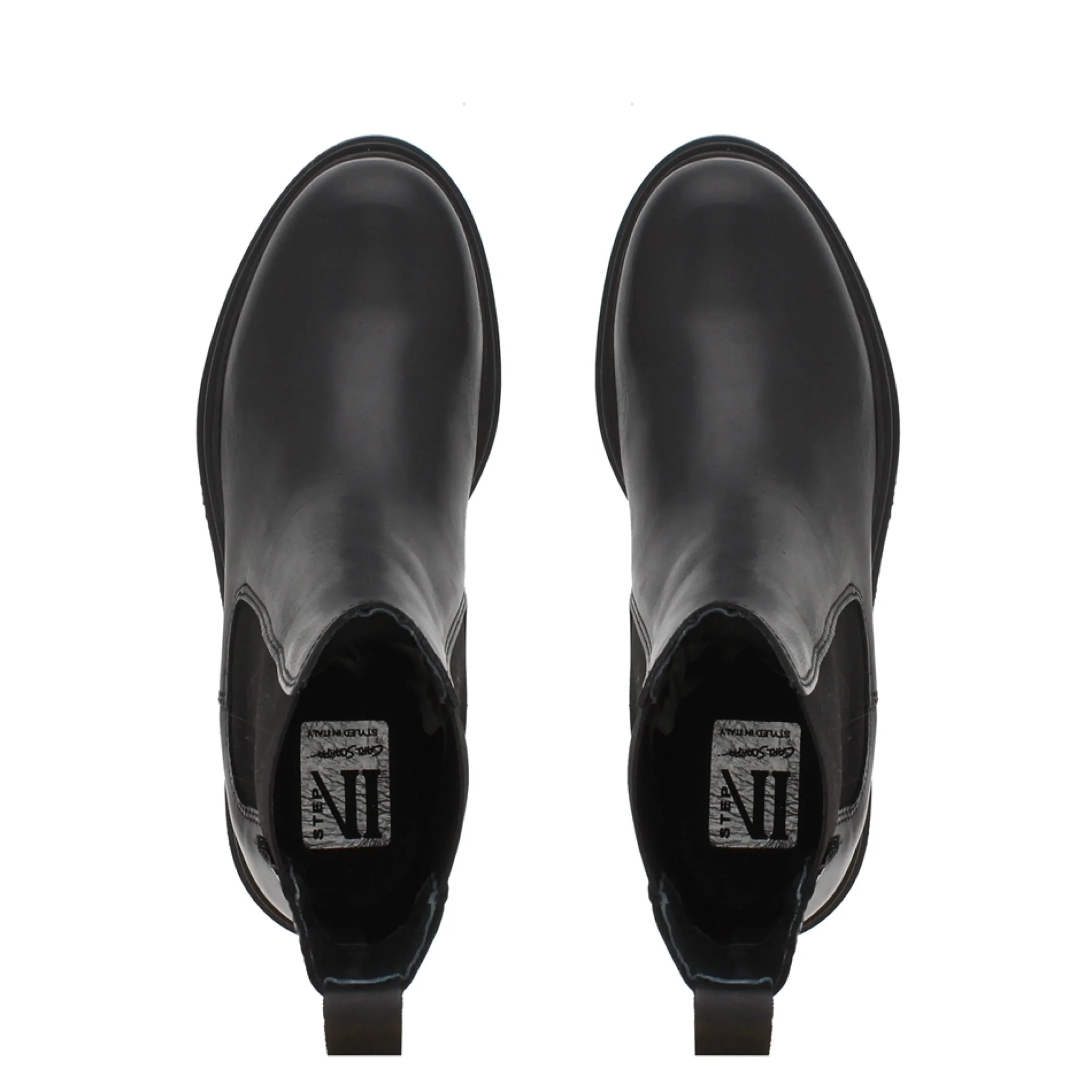 Selessia Black Leather Chelsea Boots