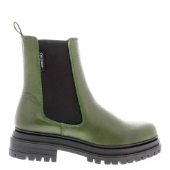 Selessia Green Leather Chelsea Boots