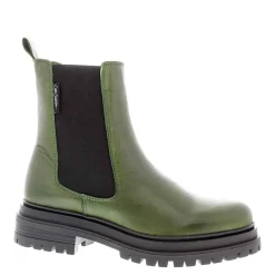Selessia Green Leather Chelsea Boots