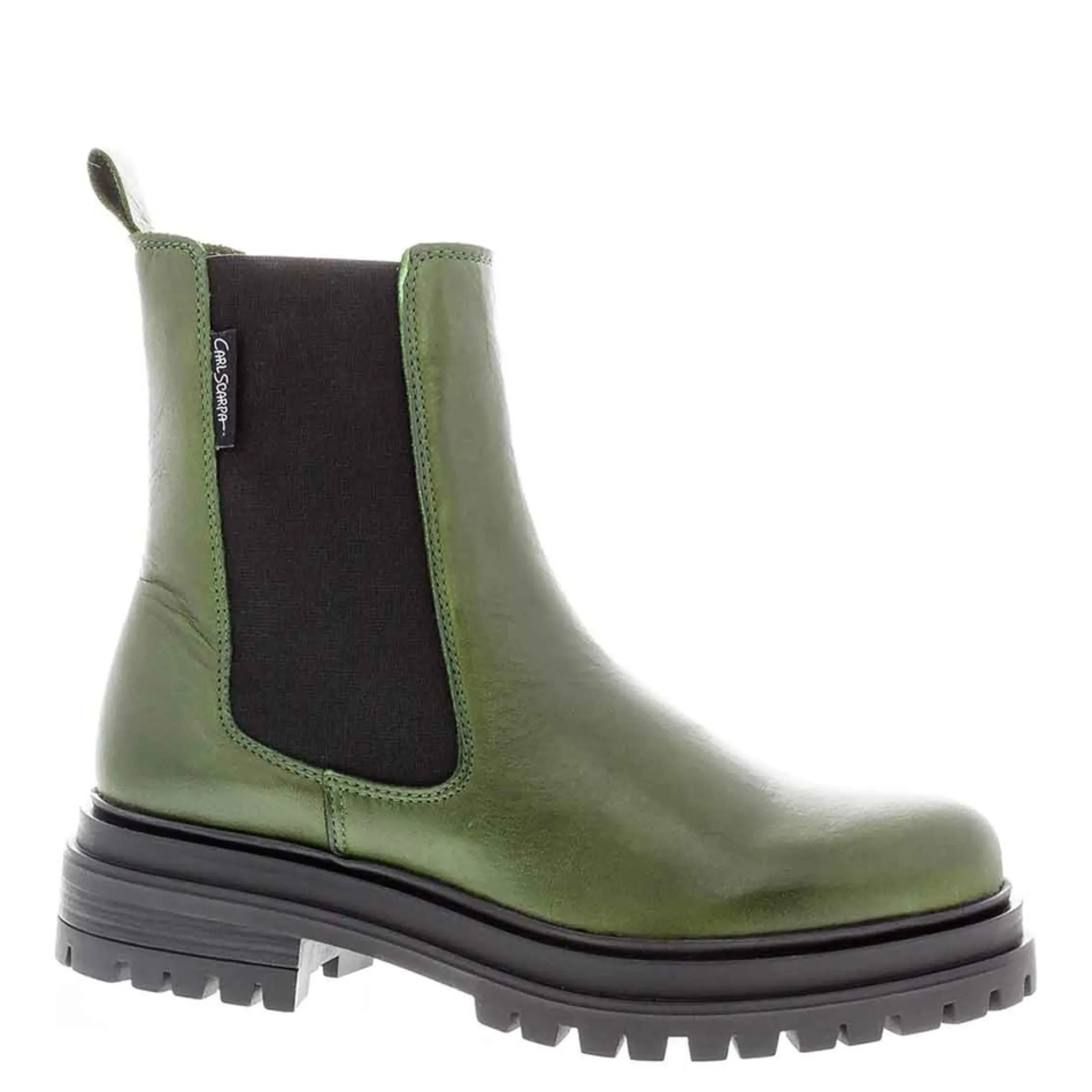 Selessia Green Leather Chelsea Boots