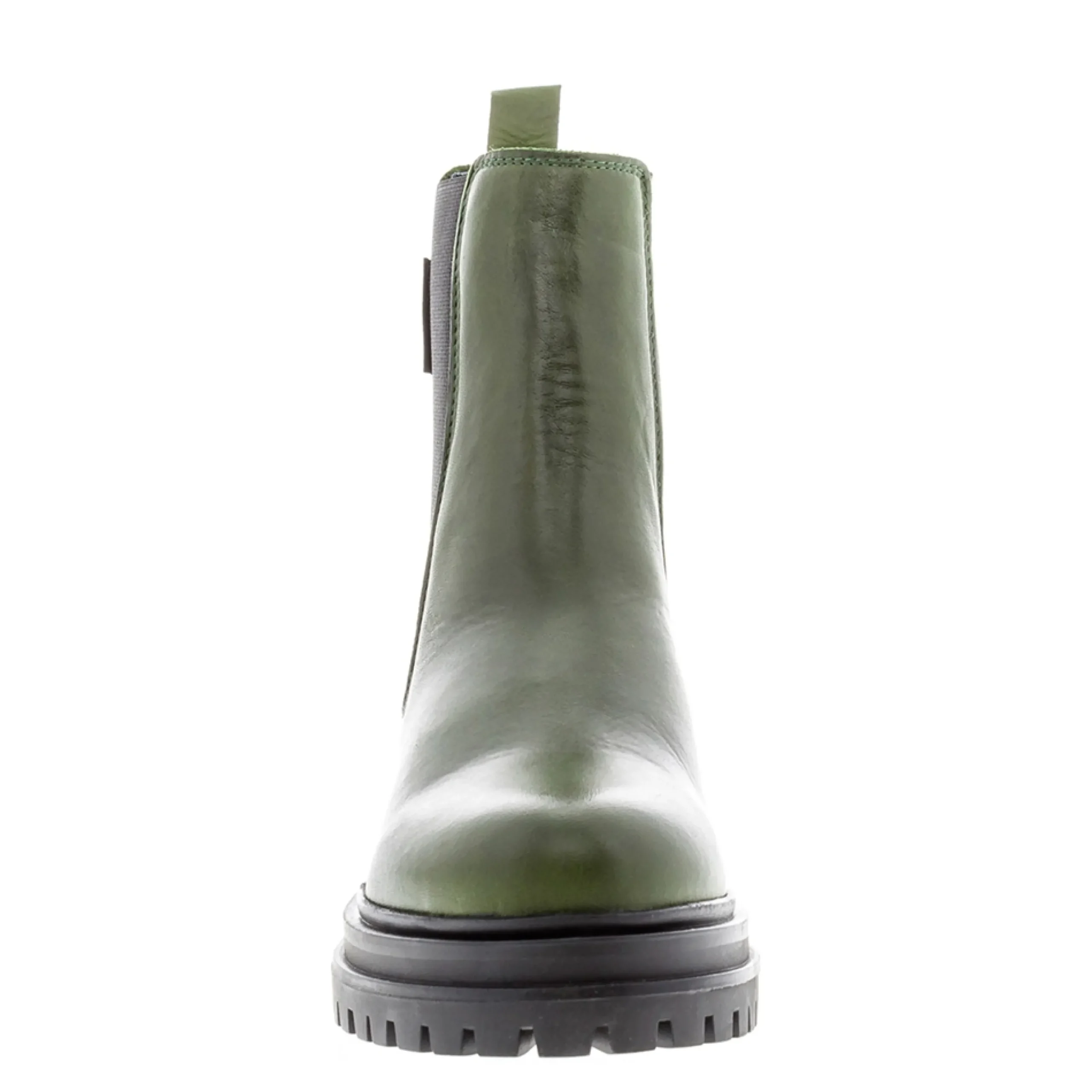 Selessia Green Leather Chelsea Boots