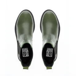 Selessia Green Leather Chelsea Boots