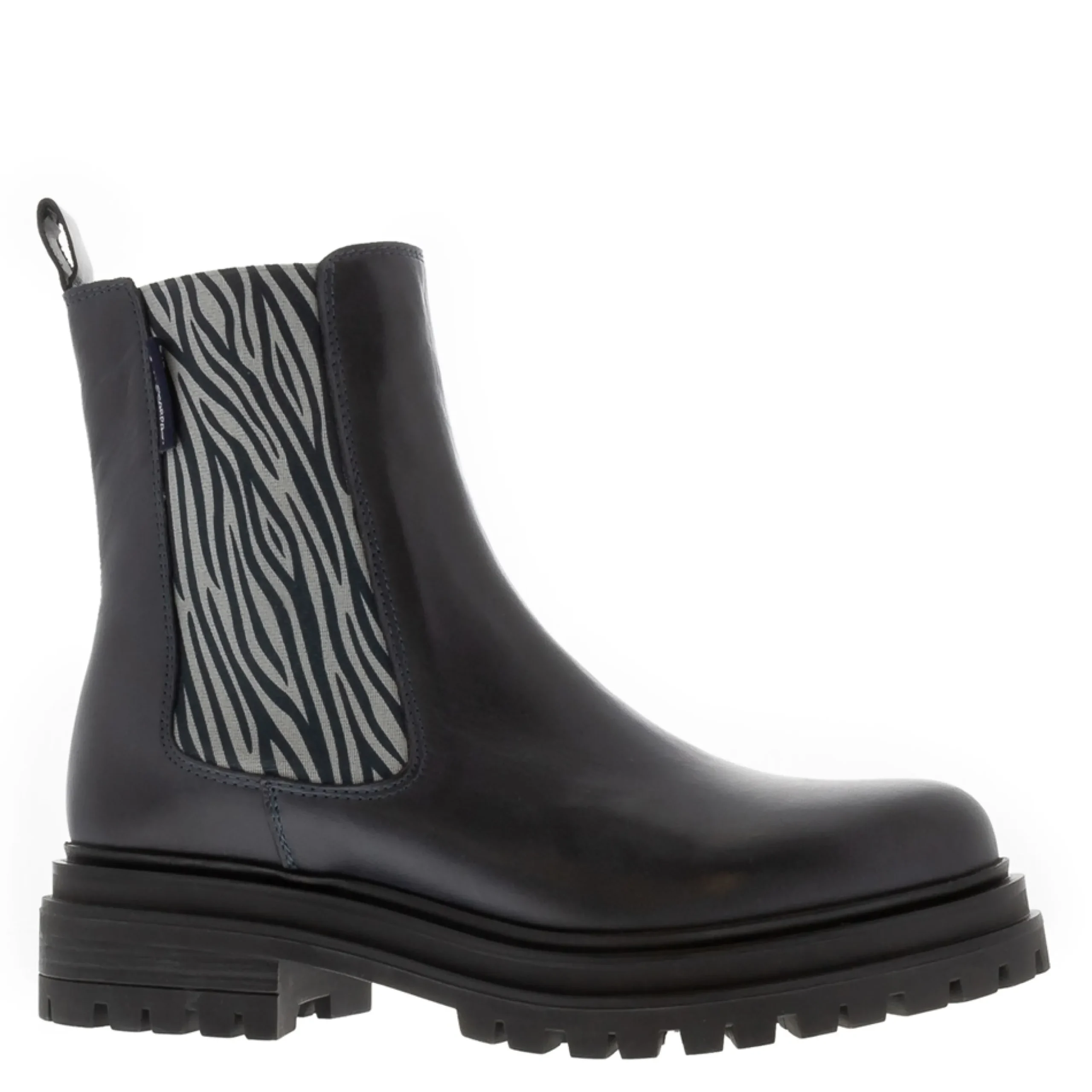 Selessia Navy Leather Chelsea Boots