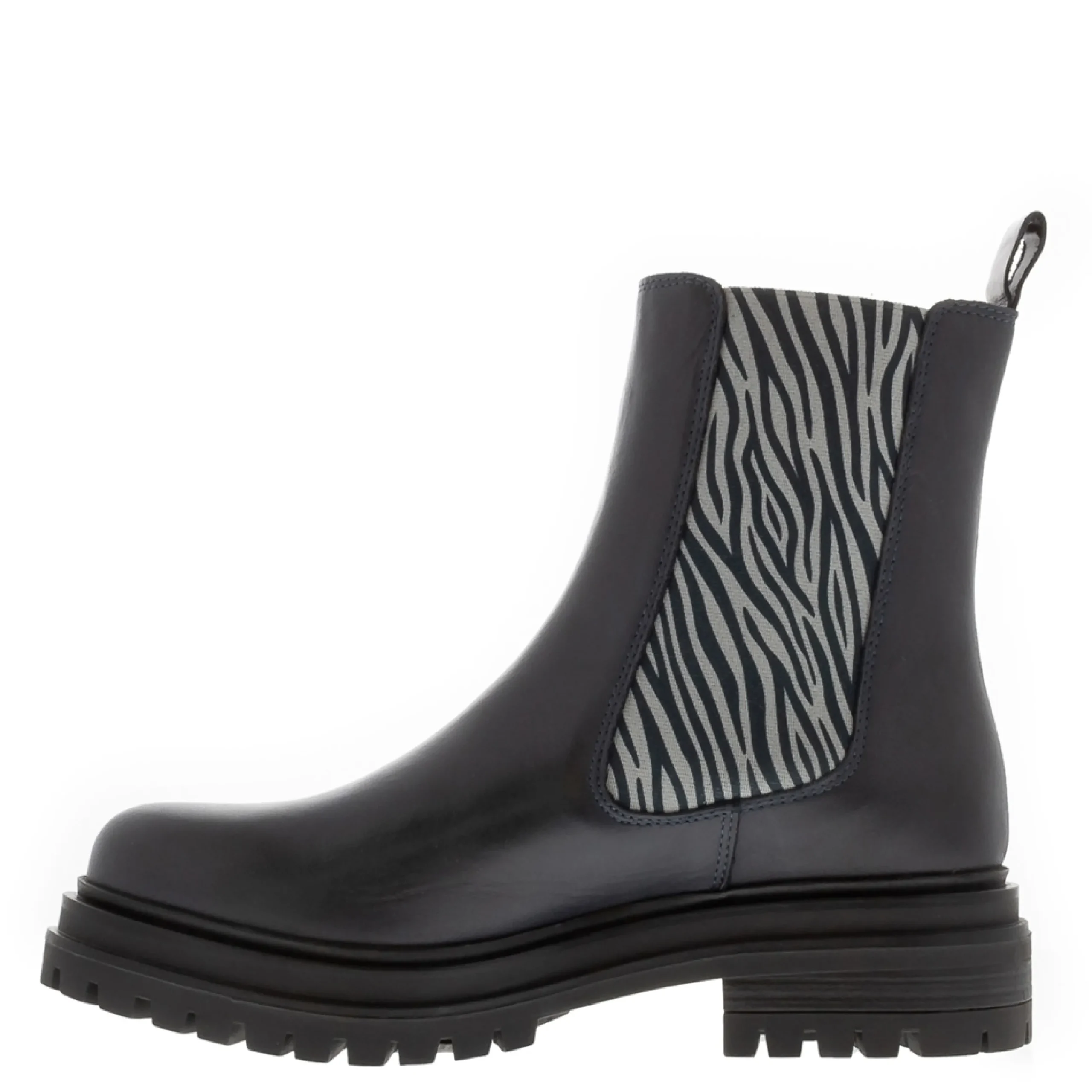 Selessia Navy Leather Chelsea Boots