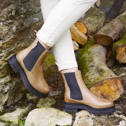 Selessia Taupe Leather Chelsea Boots