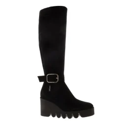Sorelle Black Suede Wavesole Knee High Boots
