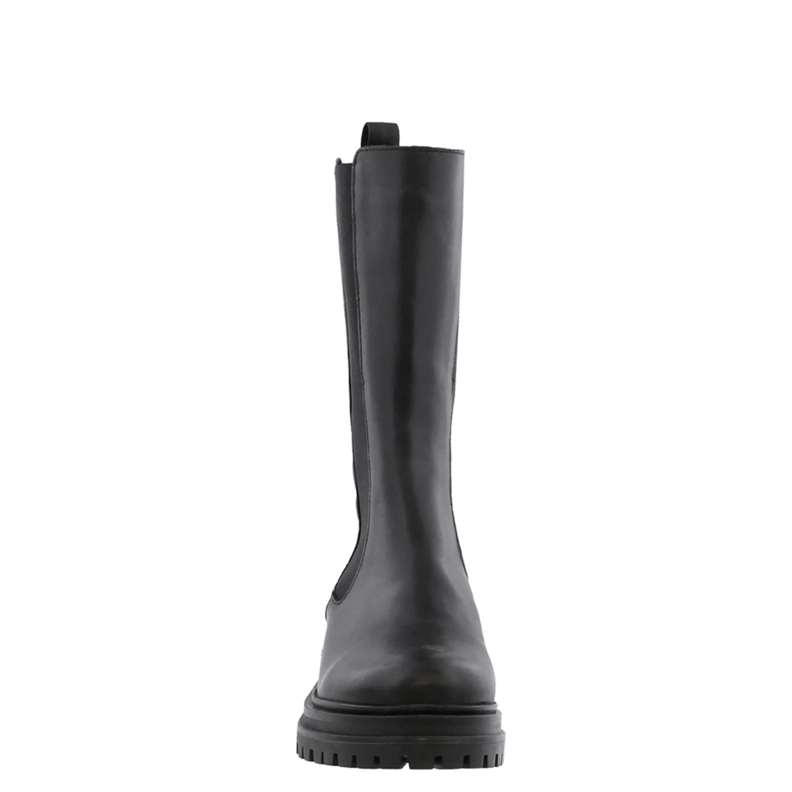 Steffi Black Leather Long Chelsea Boots
