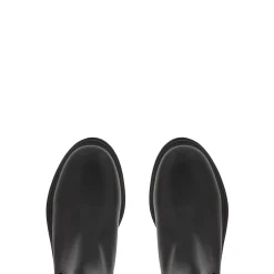 Steffi Black Leather Long Chelsea Boots