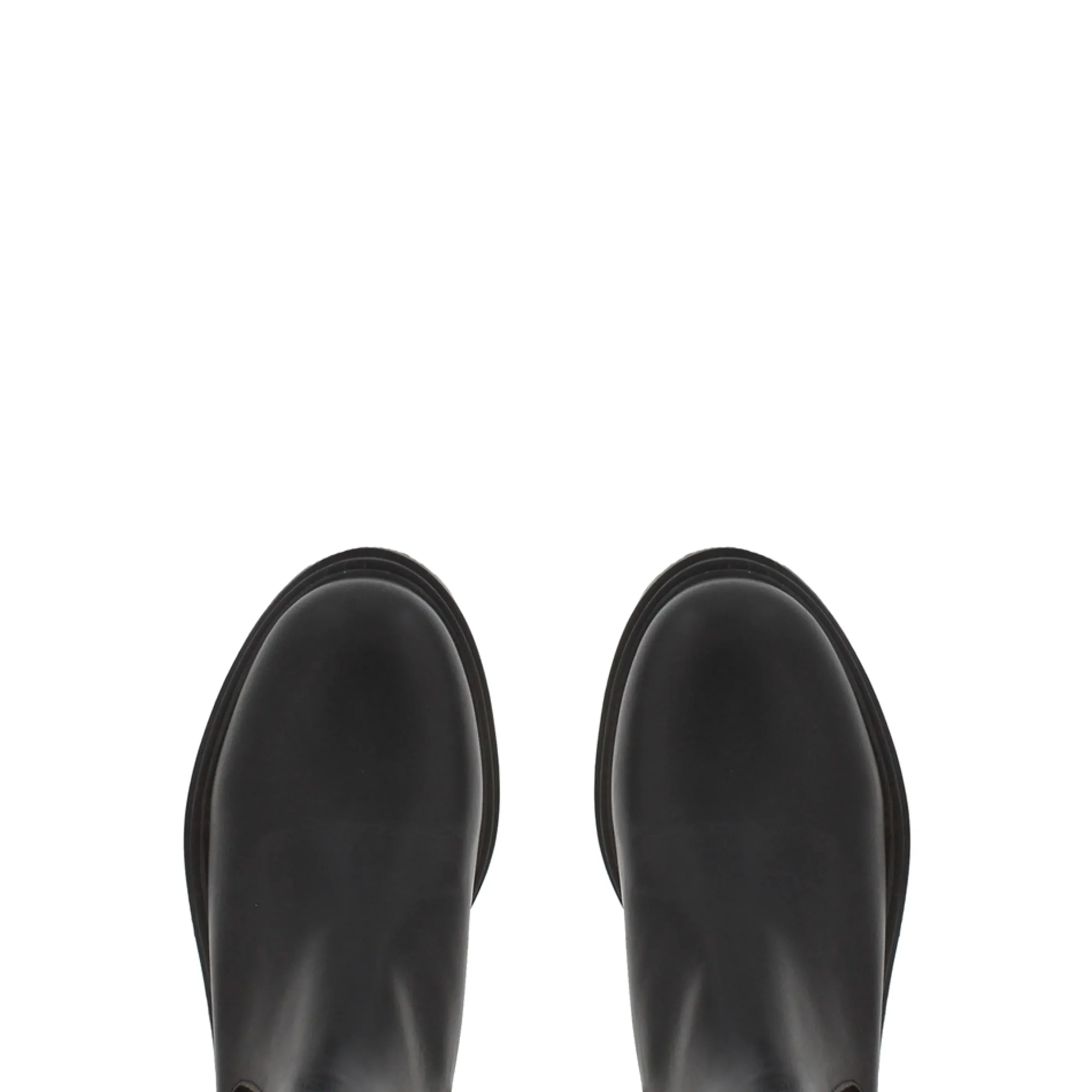 Steffi Black Leather Long Chelsea Boots