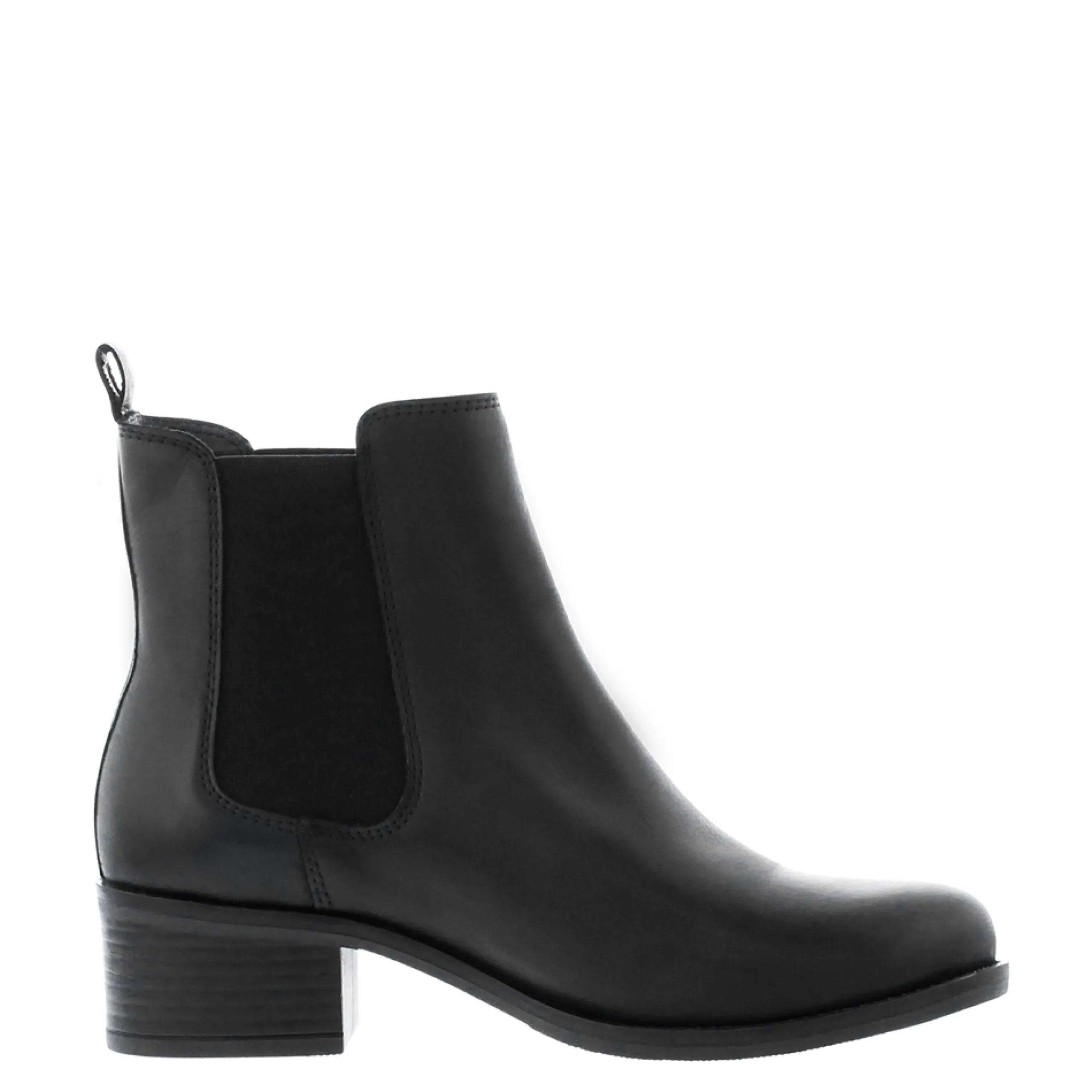 Stormi Black Leather Mid Heel Chelsea Boots