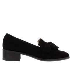Trisola Black Suede Tassel Loafers