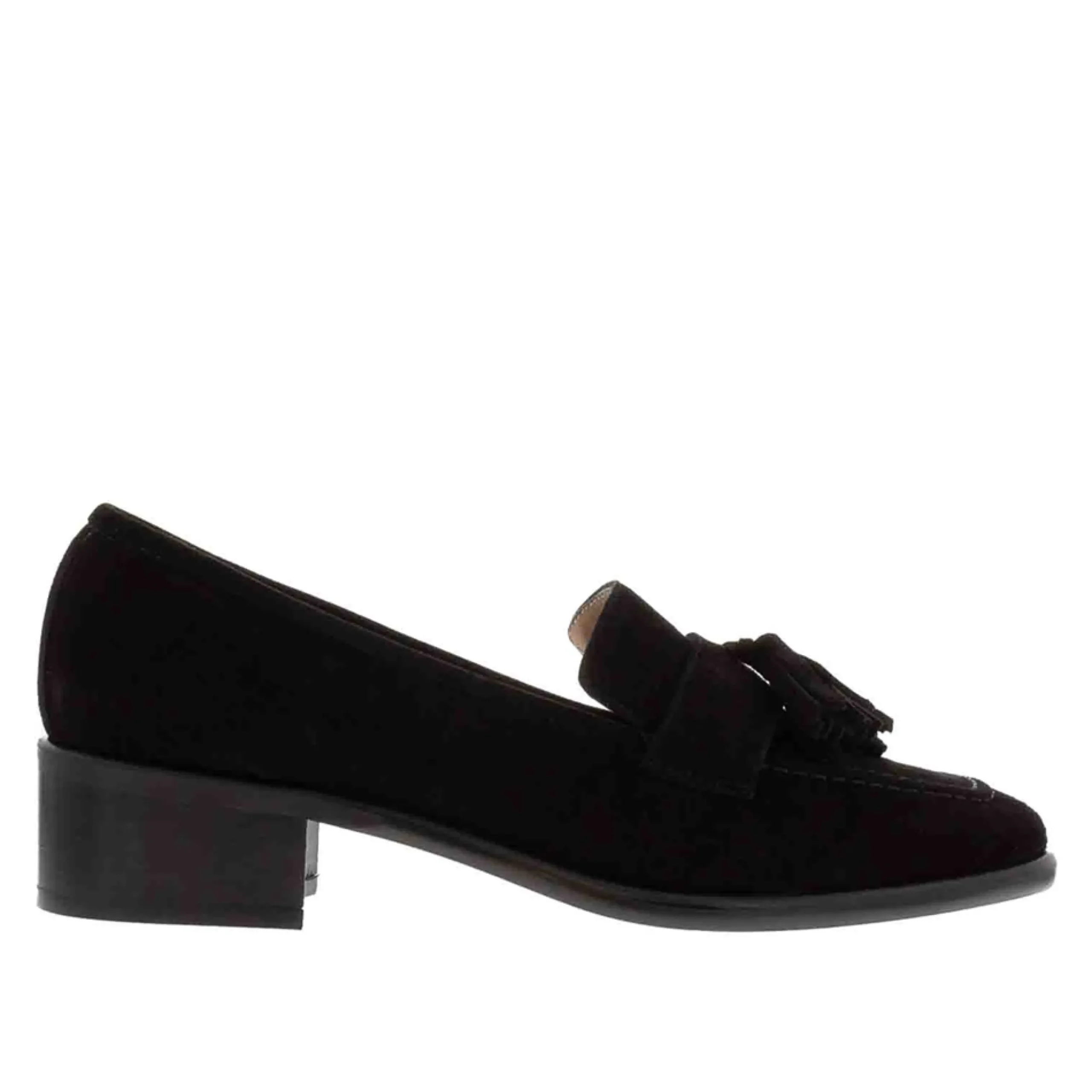 Trisola Black Suede Tassel Loafers