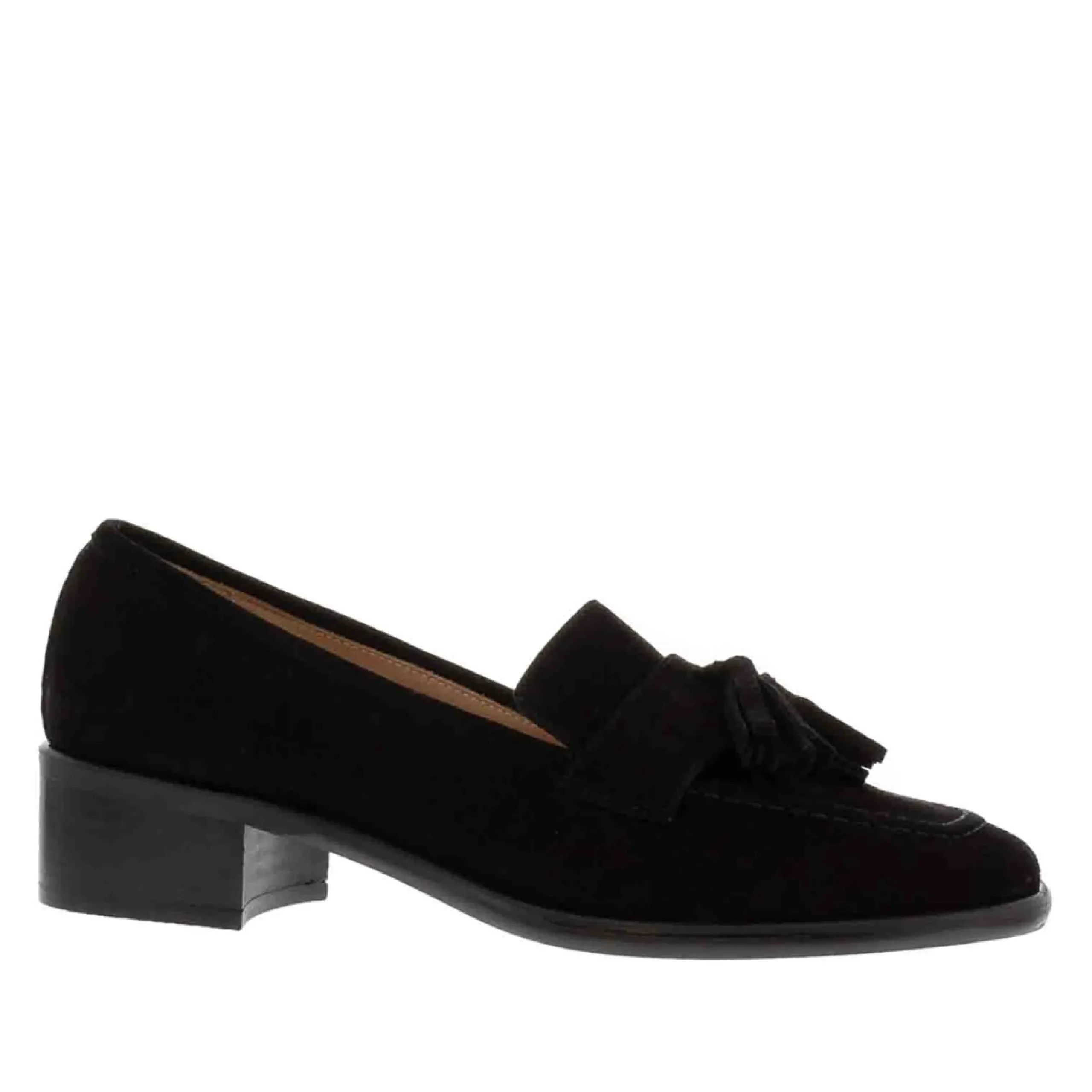 Trisola Black Suede Tassel Loafers